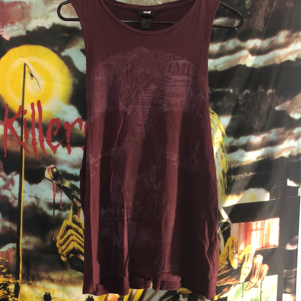 H&M Newspaper print Skull Tank Top
